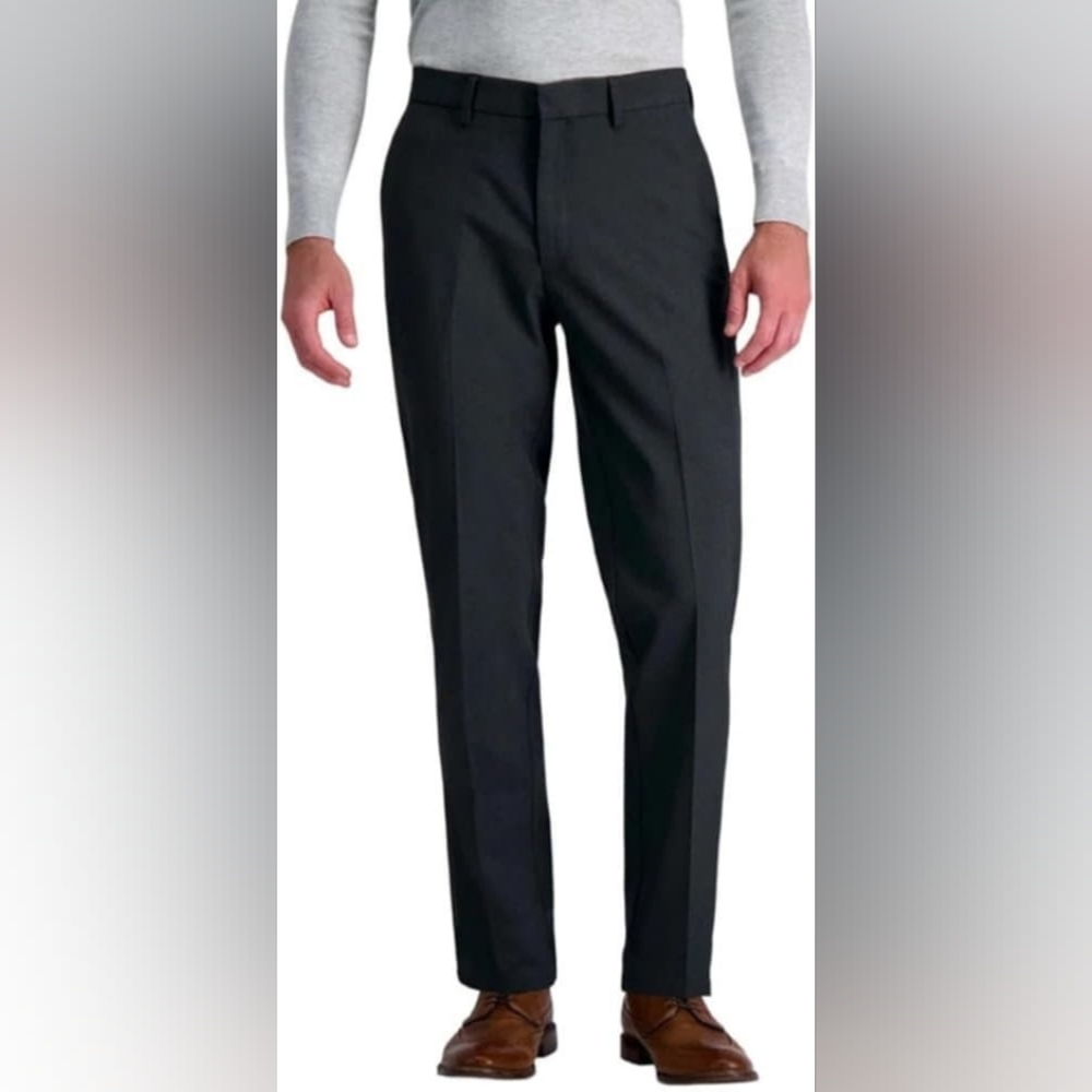 Haggar Men's Slim Straight Dress Pants Size 36X30 Black Premium Flex